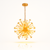Gold pendant light fixture on a white background