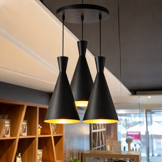 Black Cone Pendant Light – Metal Ceiling Lighting Elegance
