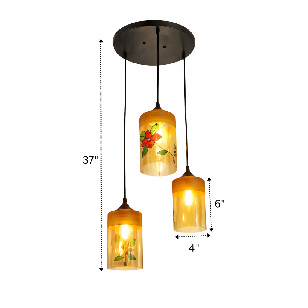 Luxury ceiling light featuring warm golden glass shades