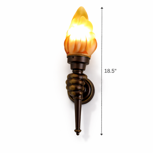 Classic torch wall sconce with flame glass warm lighting