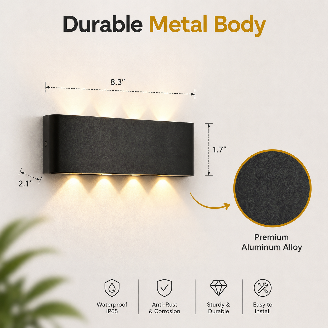 LED Wall Light 4+4 Up Down Aluminum Outdoor Sconce