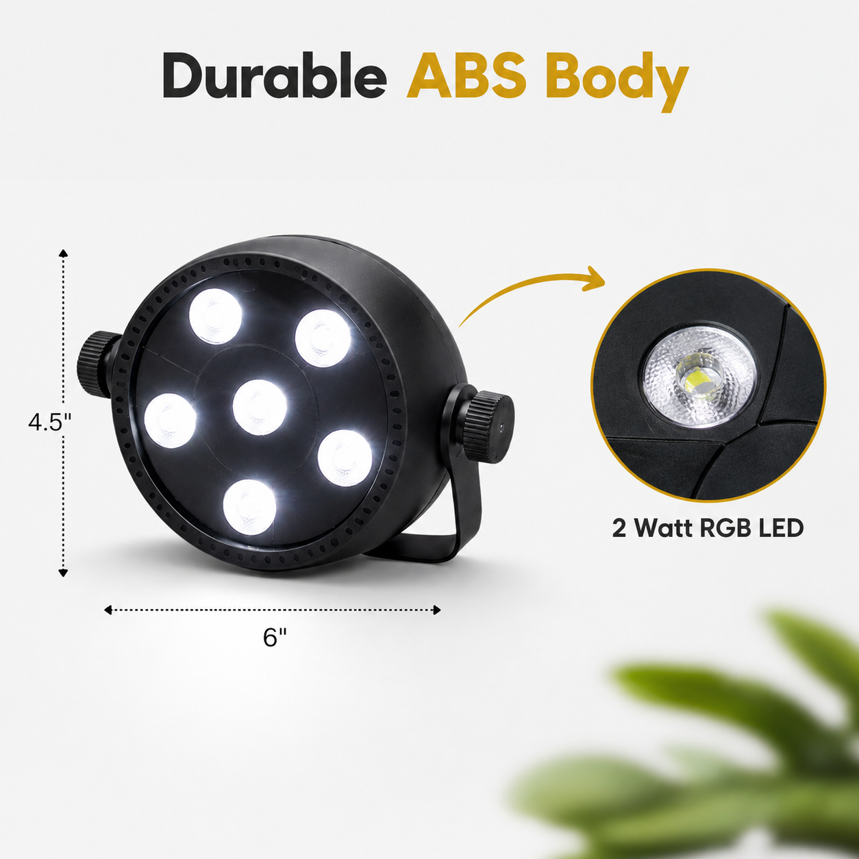 LED light fixture with durable ABS body and 2 Watt RGB LED on a white background