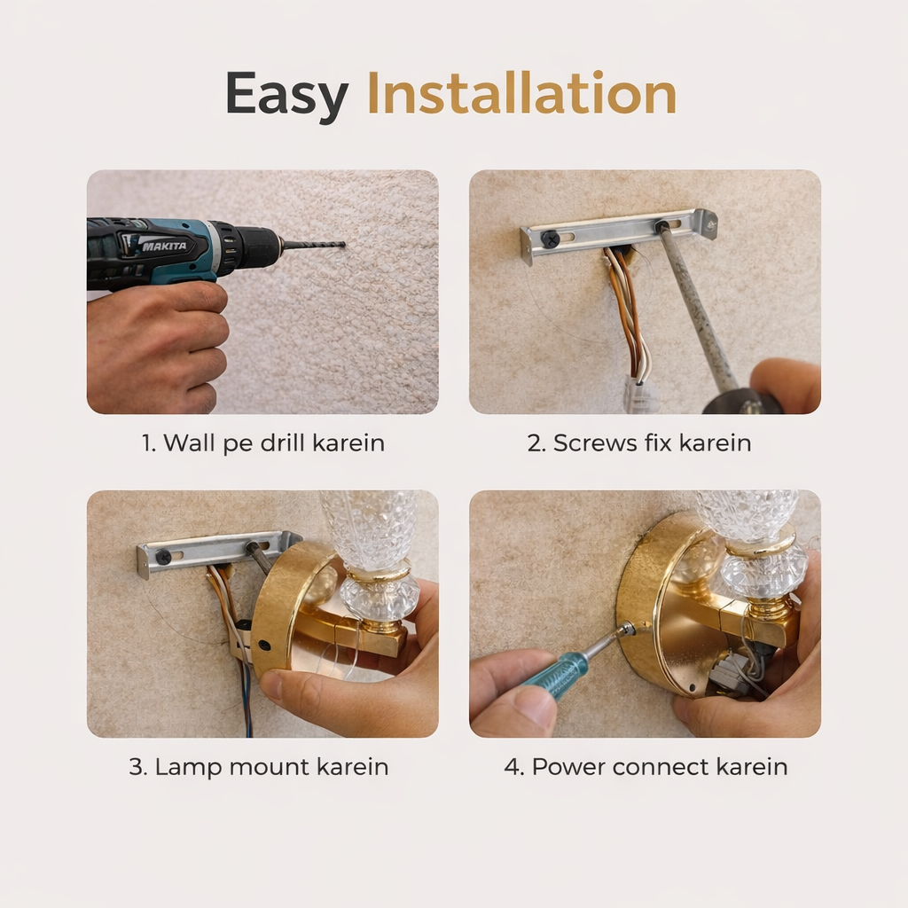 Stylish wall mounted LED light with metallic gold base and glass detail