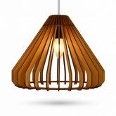 Wooden pendant lamp with a white background