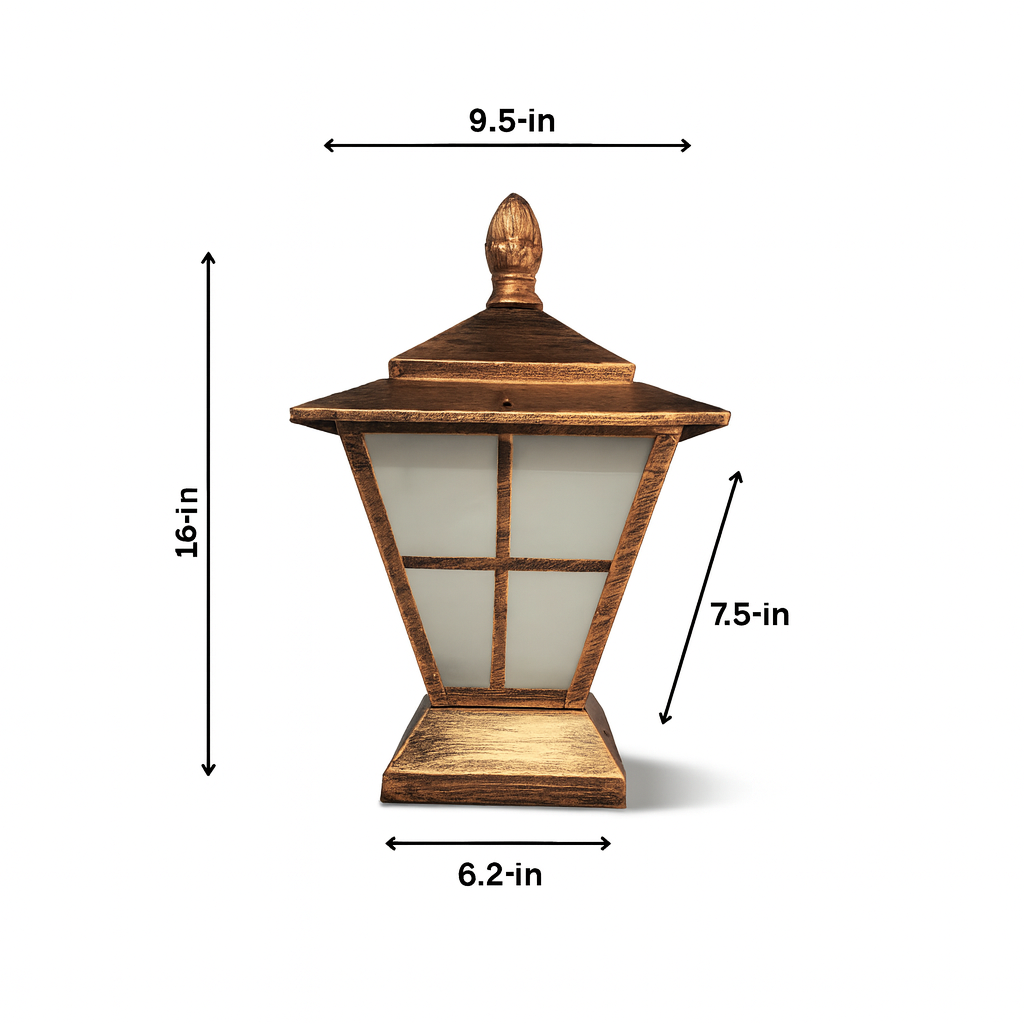 Luxury vintage bronze outdoor lamp for decorative garden pillars.