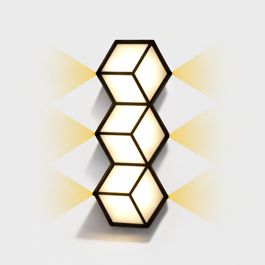 Geometric wall light fixture on a white background