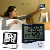 Monitor Your Indoor Climate with Temperature Humidity Time Display Meter - Alarm Clock Included