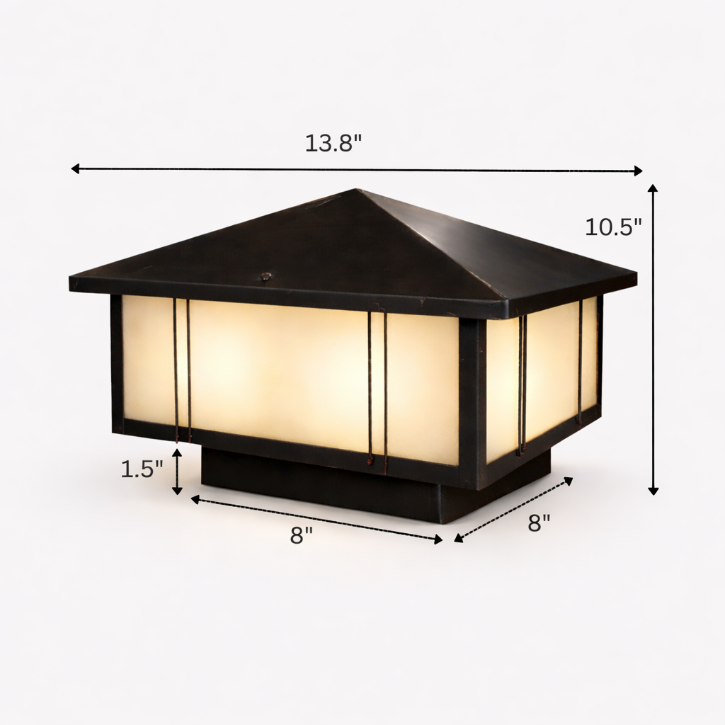 Modern craftsman lantern light for garden pillar