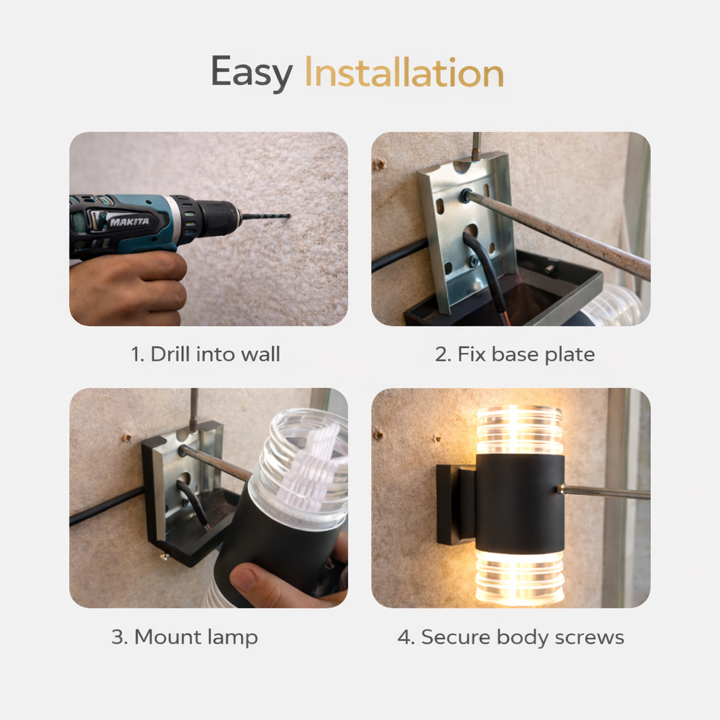 stylish outdoor wall lamp with ribbed glass diffuser design