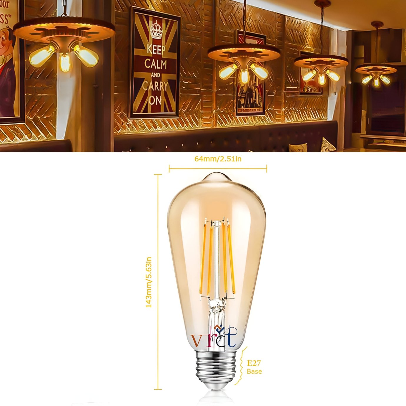 Retro Edison LED Filament Glass Bulb 4W - Vintage Style, Energy-Efficient Lighting Solution