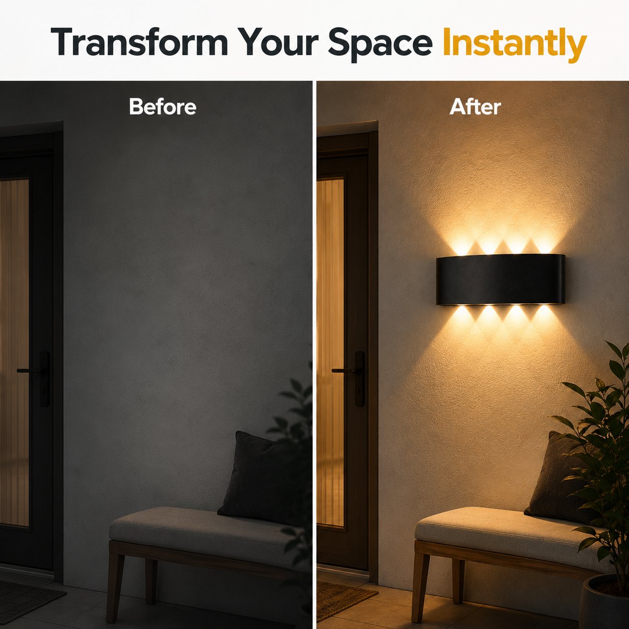 LED Wall Light 4+4 Up Down Aluminum Outdoor Sconce