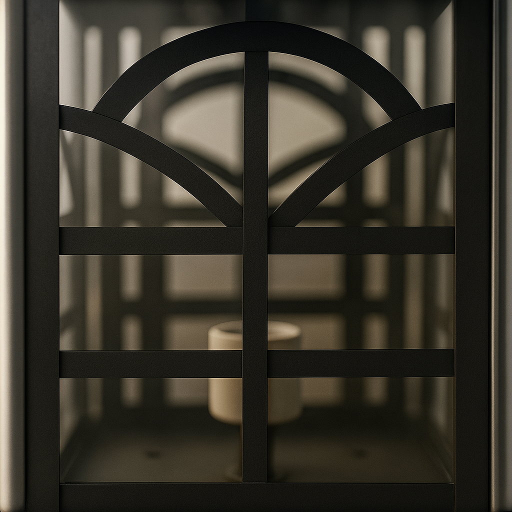 Dark wooden chair with intricate backrest design in a softly lit room.