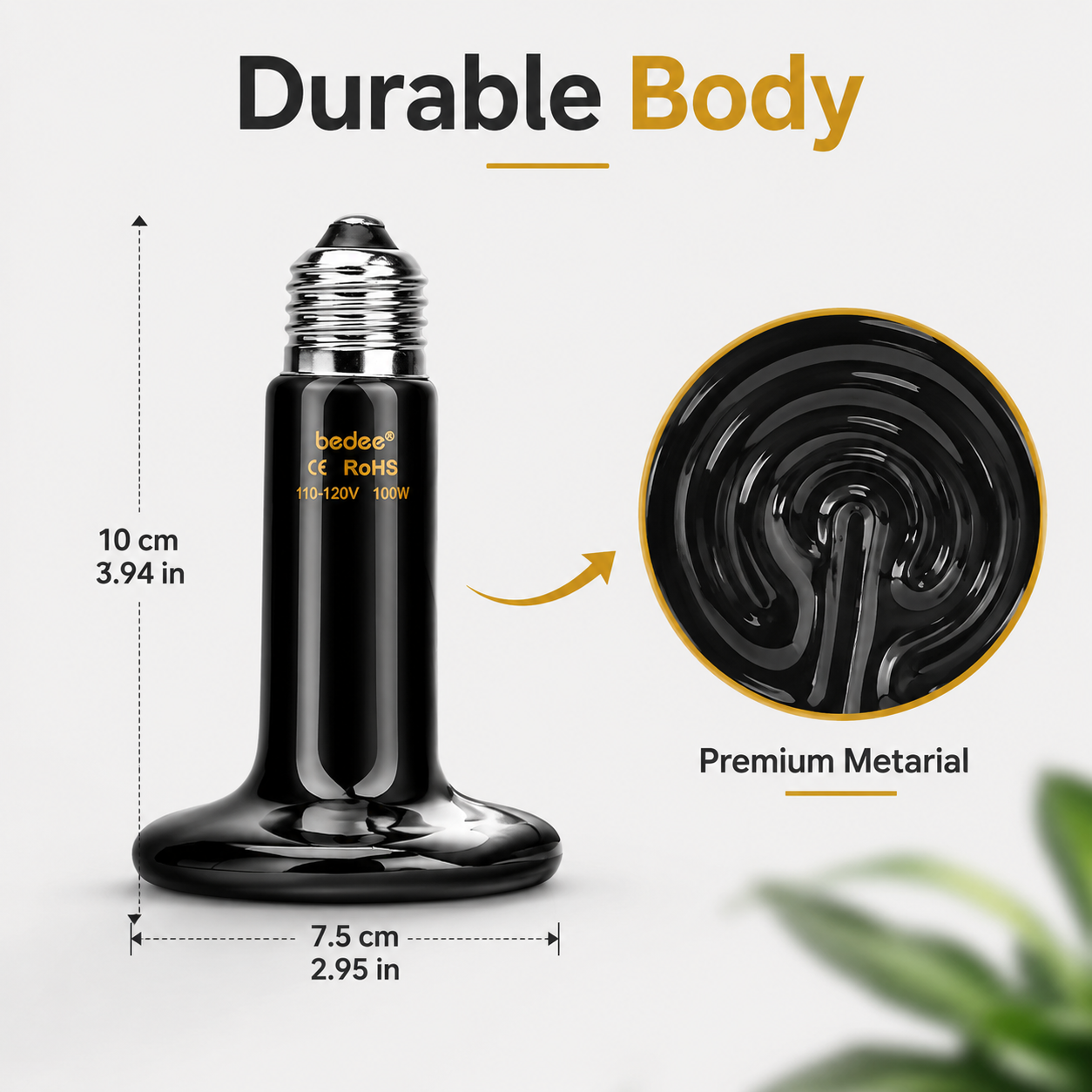 Ceramic Infrared Heat Emitter Bulb 100W for Reptile Heating