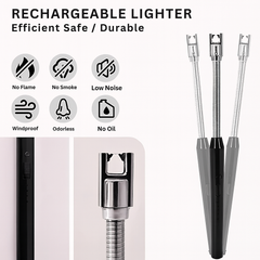Rechargeable electric lighter with flexible neck and windproof design features