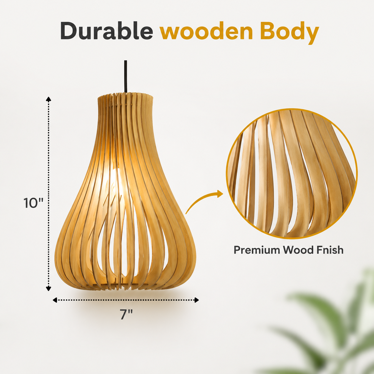 Decorative wooden ceiling lamp with modern curved slat design