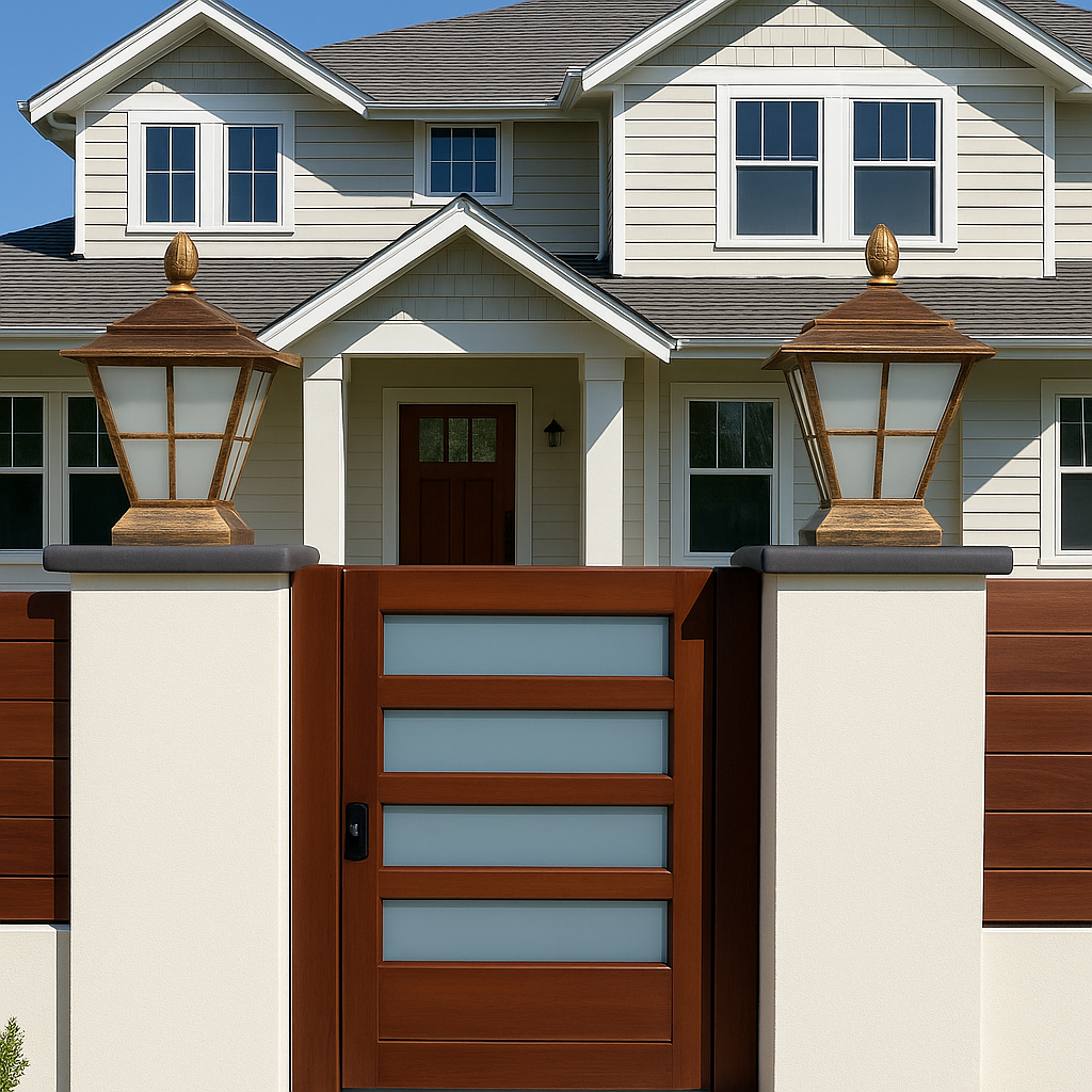 Elegant waterproof bronze gate lamp for modern home entrances