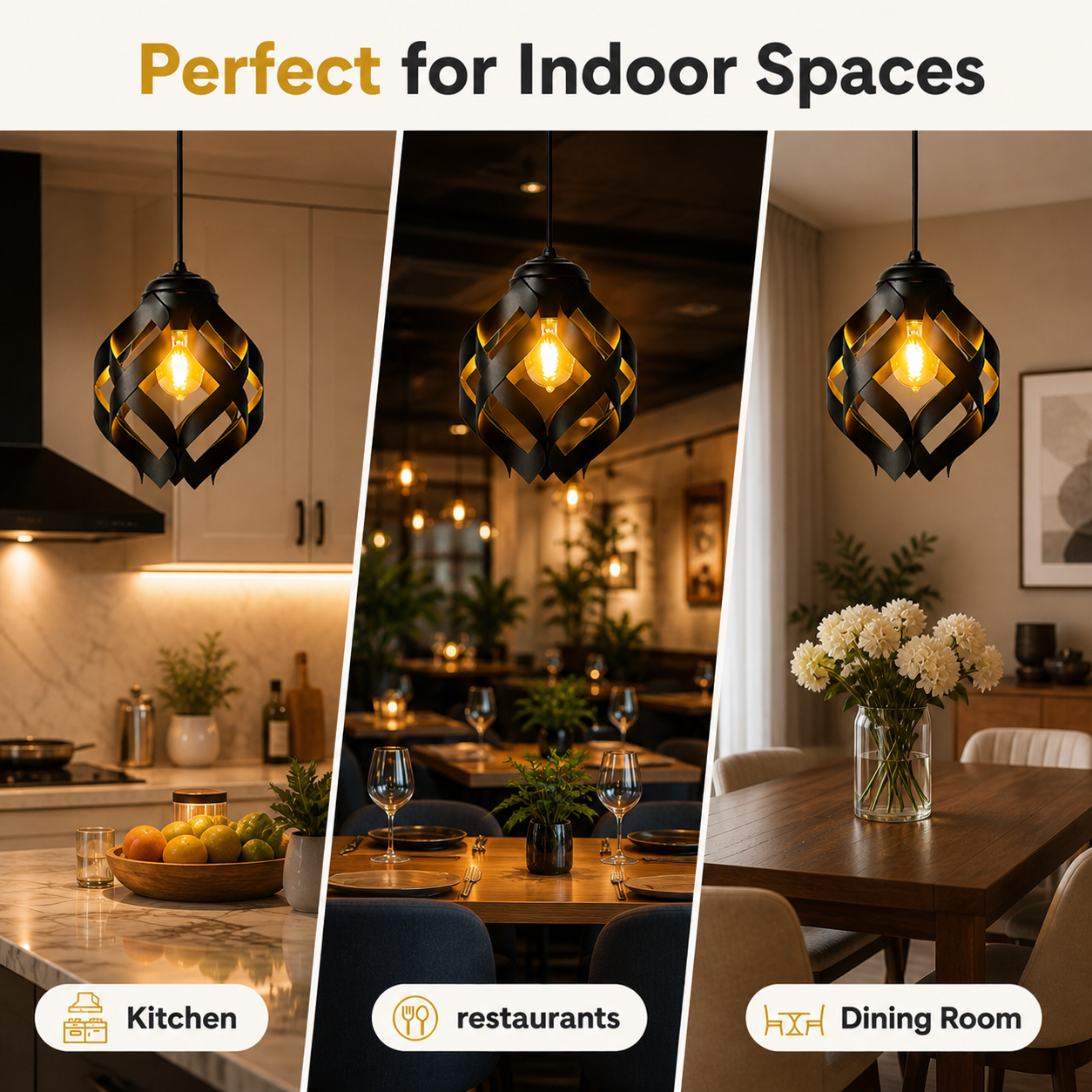 Decorative hanging light fixture with geometric metal cutout design