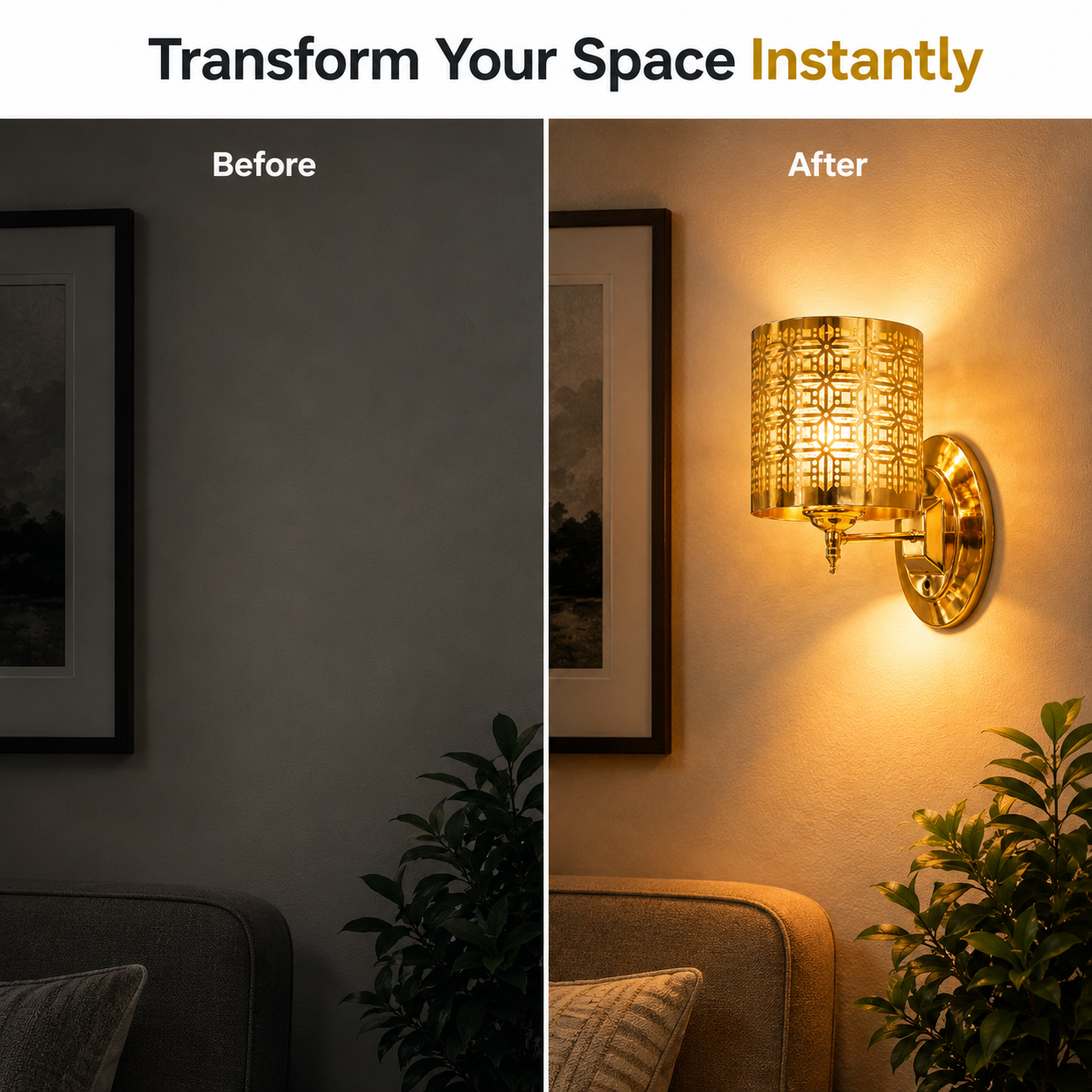 Gold Wall Sconce Light with Geometric Shade for Luxury Decor