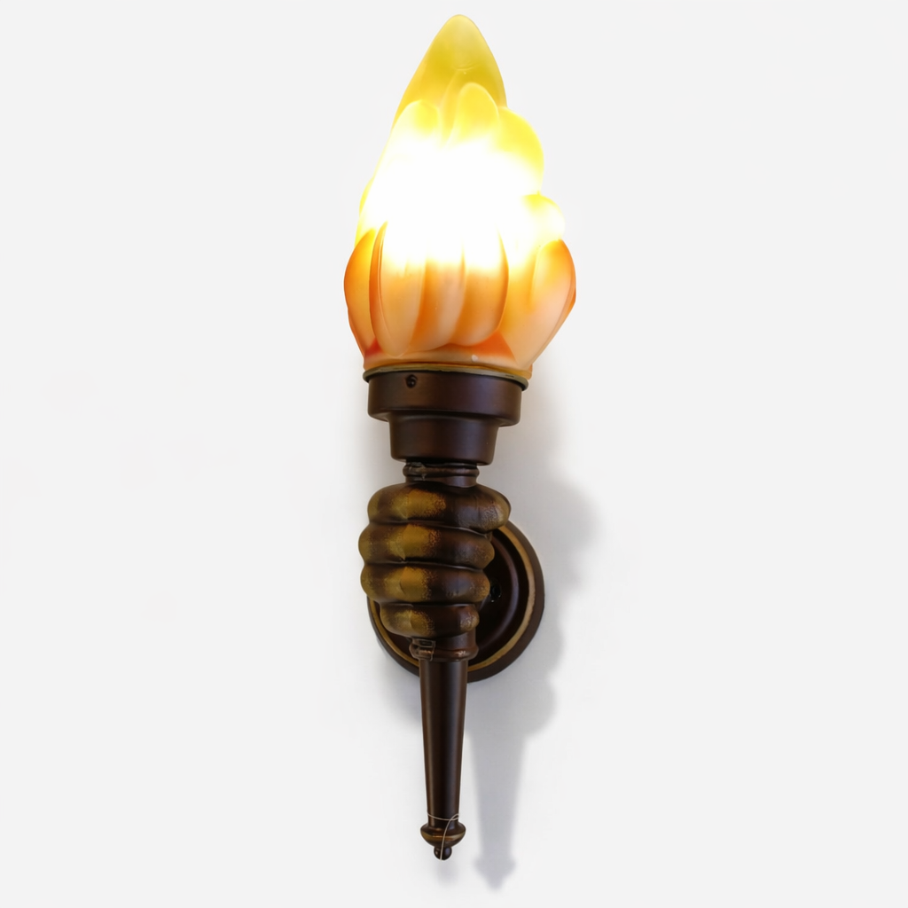 Classic torch wall sconce with flame glass warm lighting