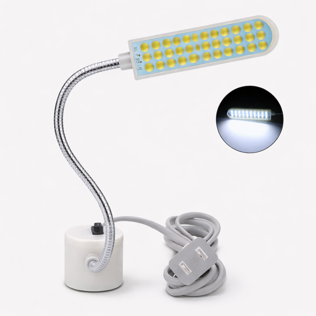 LED sewing machine light with flexible arm