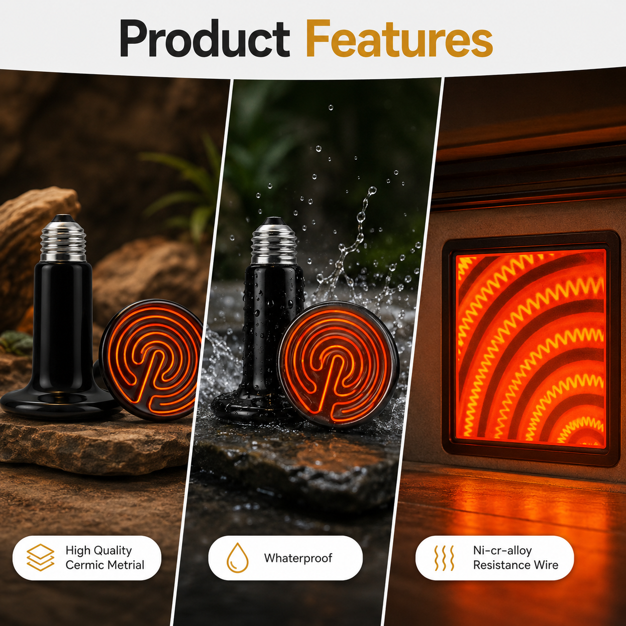 Ceramic Infrared Heat Emitter Bulb 100W for Reptile Heating