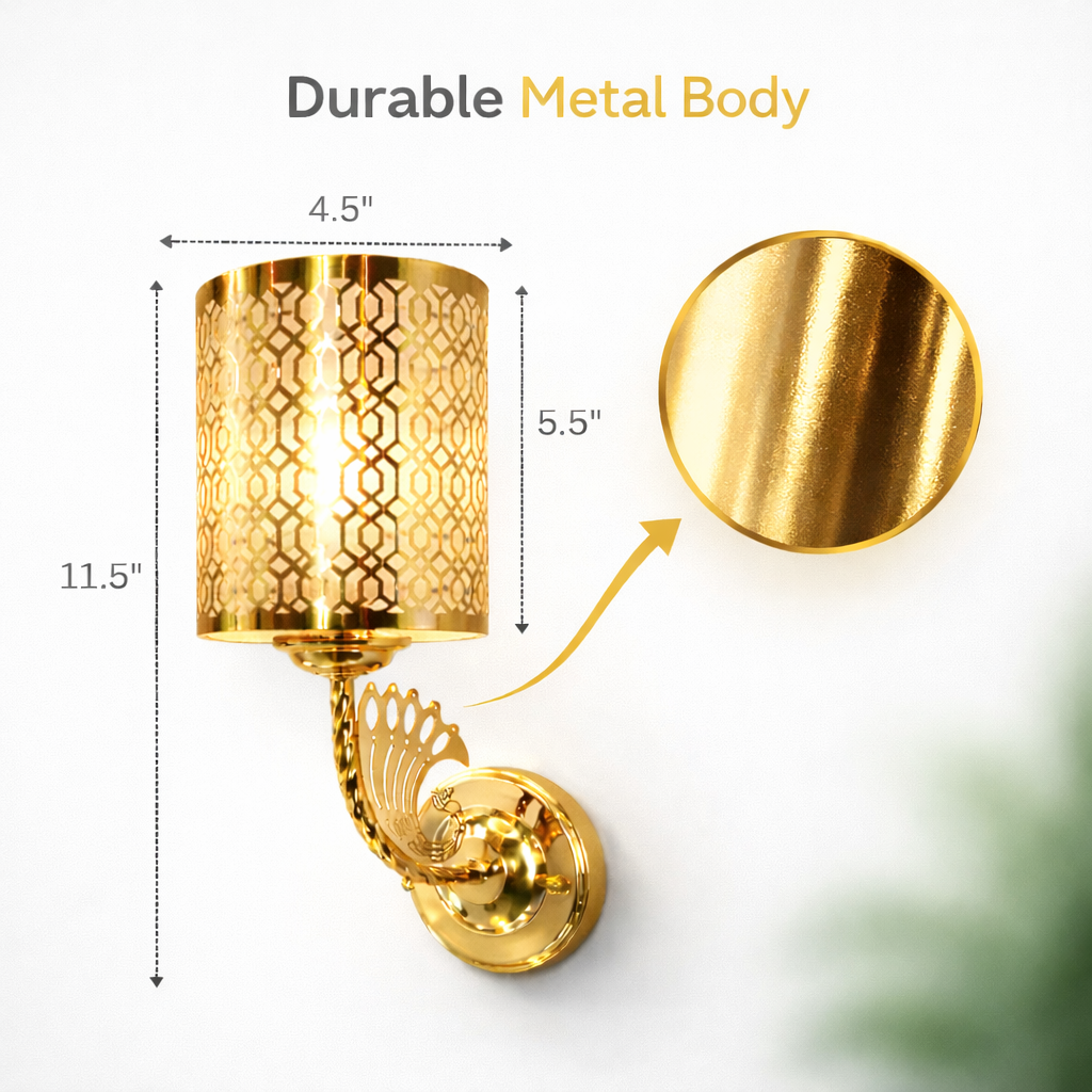 Attaching gold wall light fixture to mounted wall base bracket