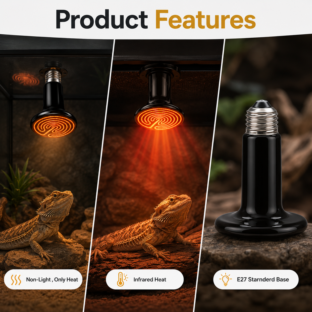 Ceramic Infrared Heat Emitter Bulb 100W for Reptile Heating