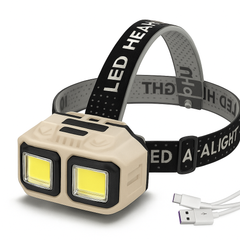 LED headlight with USB cable on a white background