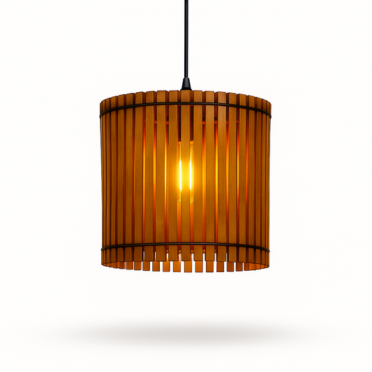 Orange pendant lamp with a white background