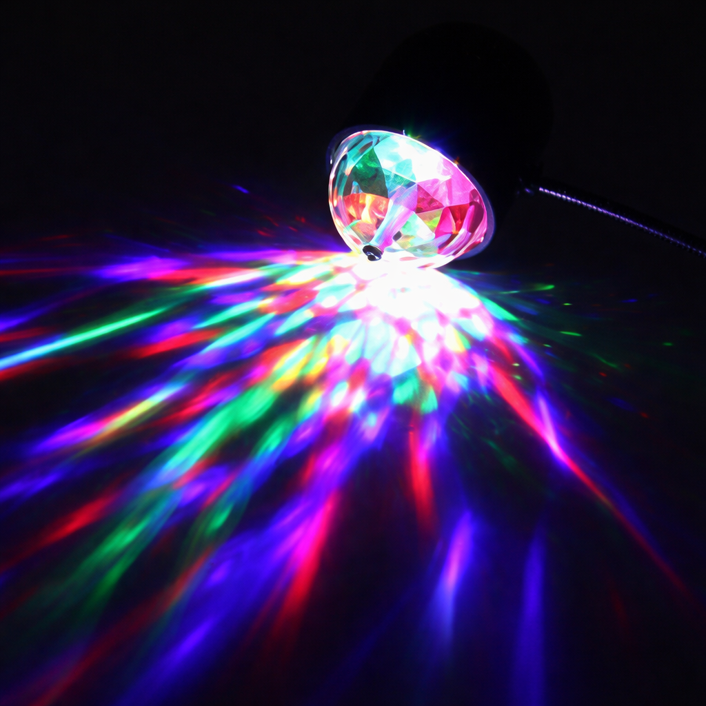 Flexible gooseneck USB disco light for car ceiling