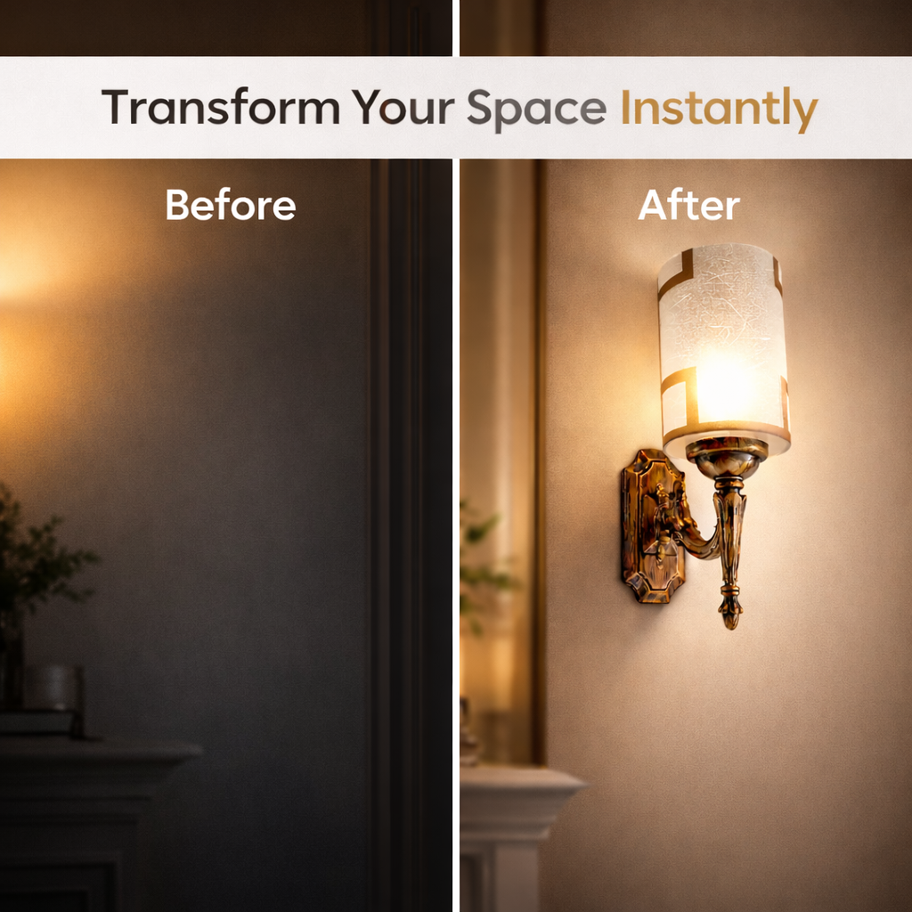 Decorative wall sconce installed in modern TV lounge space