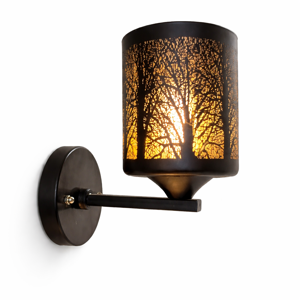 “Luxury wall mounted sconce with warm ambient golden lighting”