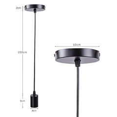 Lamp Holder E27 Black, Pendant Lights Accessories Adjustable Cable 1 m Metal Ceiling Light