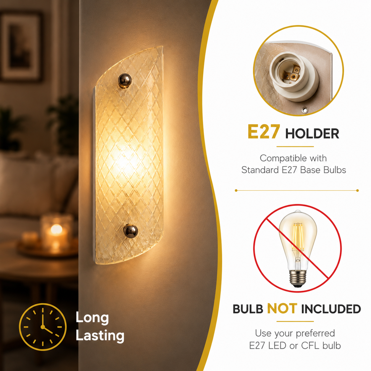 Modern Glass Wall Light Frosted Panel for Living Room Glow