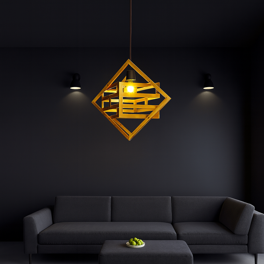 Elegant golden pendant lamp with bulb for luxury interiors