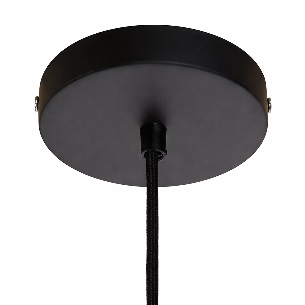 Black ceiling light fixture on a white background