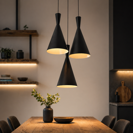 Modern Cone Pendant Light Metal 3-in-1 Ceiling Lighting