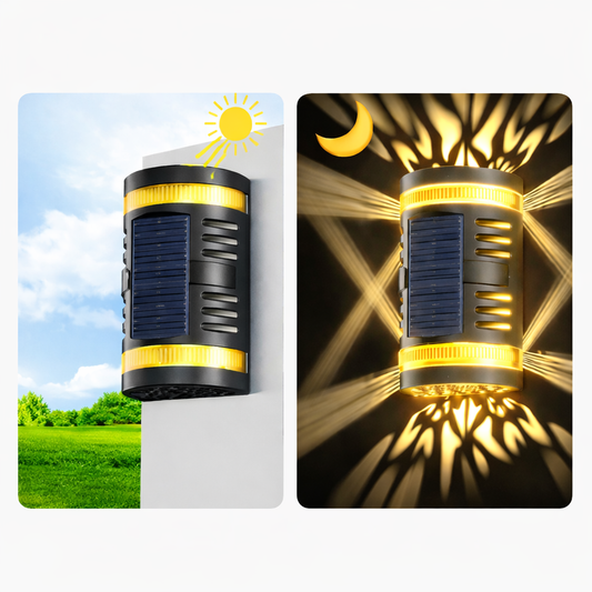 Solar LED wall light with ABS plastic body and up down glow
