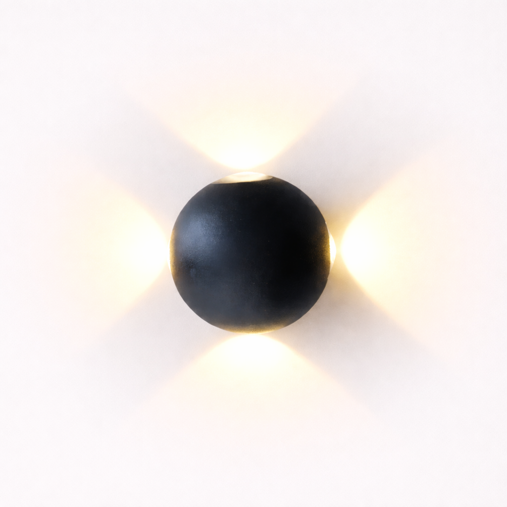 Modern LED wall light with golden ambient glow indoors