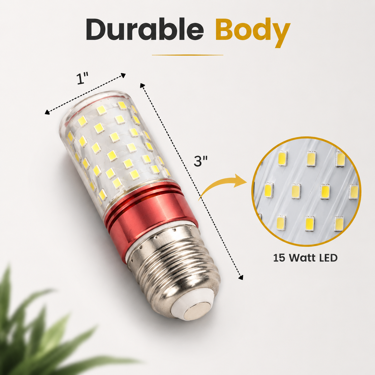 LED light bulb with specifications on a white background
