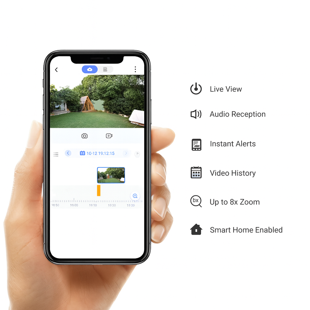 “Modern minimalist smart camera with motion tracking technology.”