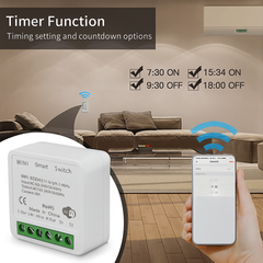 Smart WiFi switch with timer function for automated home lighting control.