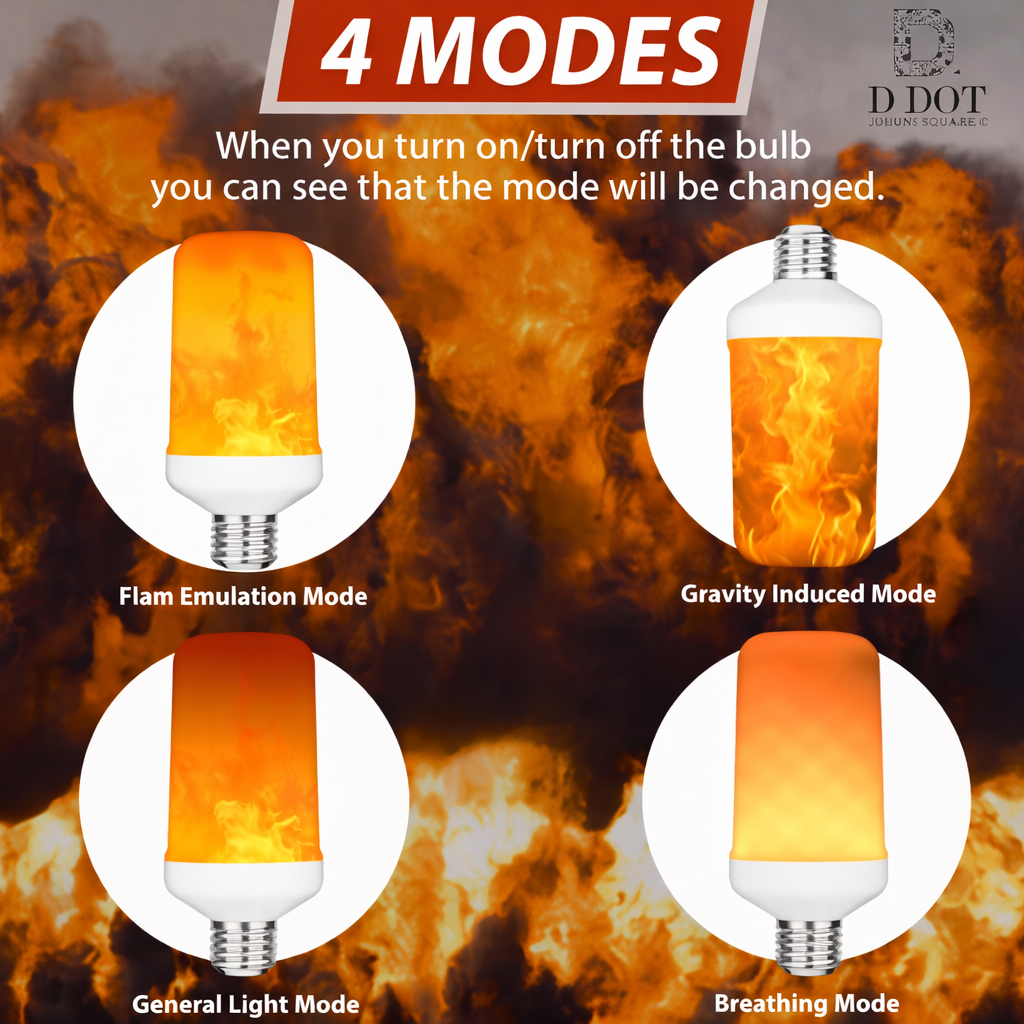 Energy-efficient flame LED bulb with E27 base