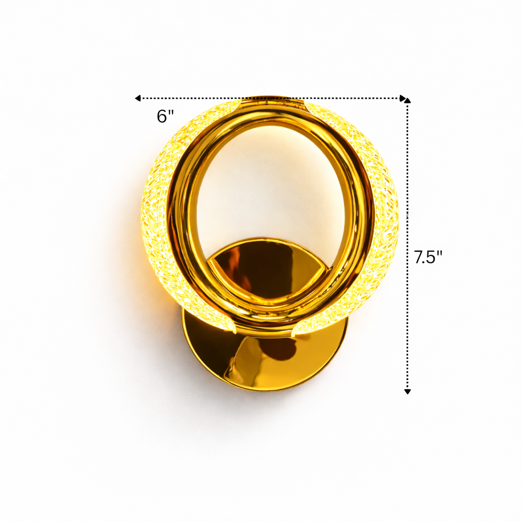 Gold door handle with dimensions on a white background