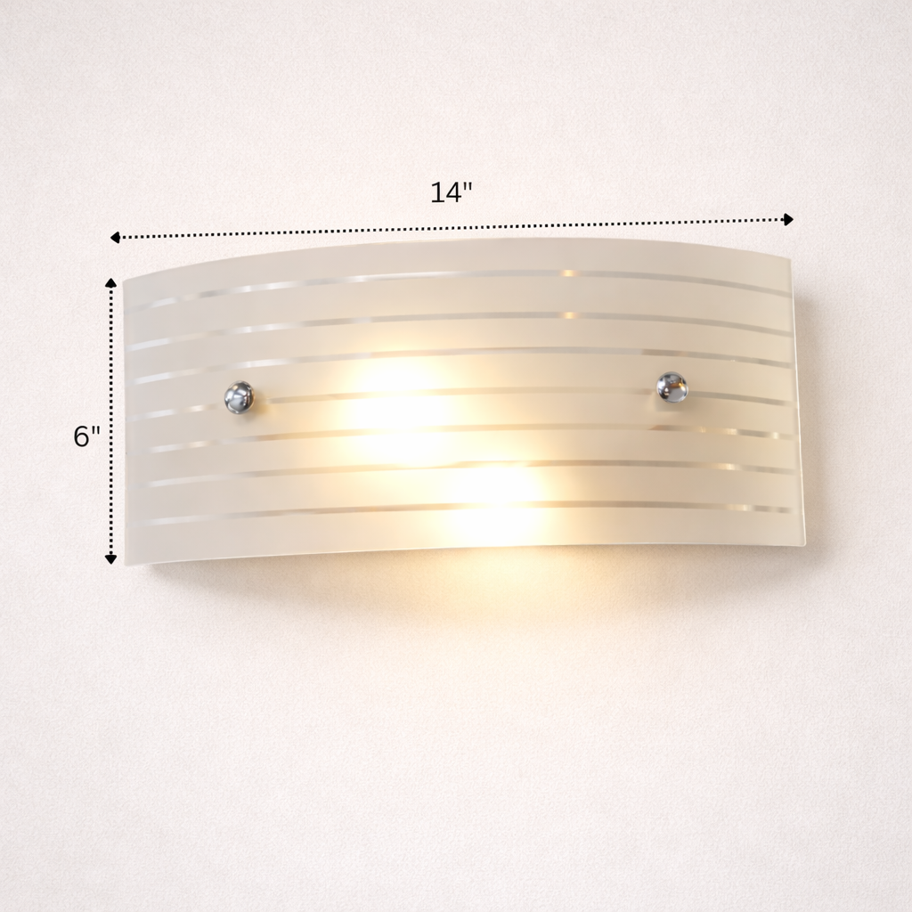 Wall-mounted light fixture with dimensions indicated on a white background