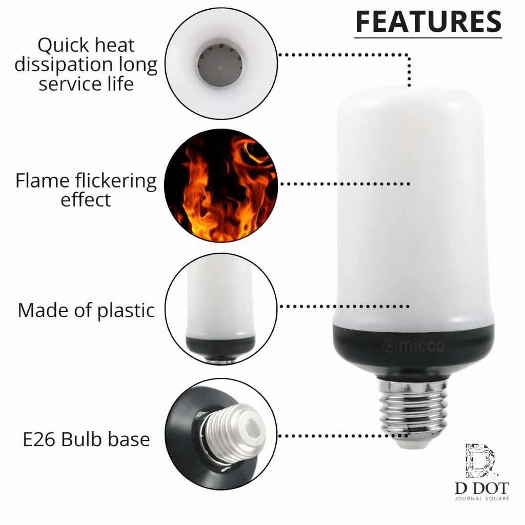 Warm amber flame LED bulb for modern interiors