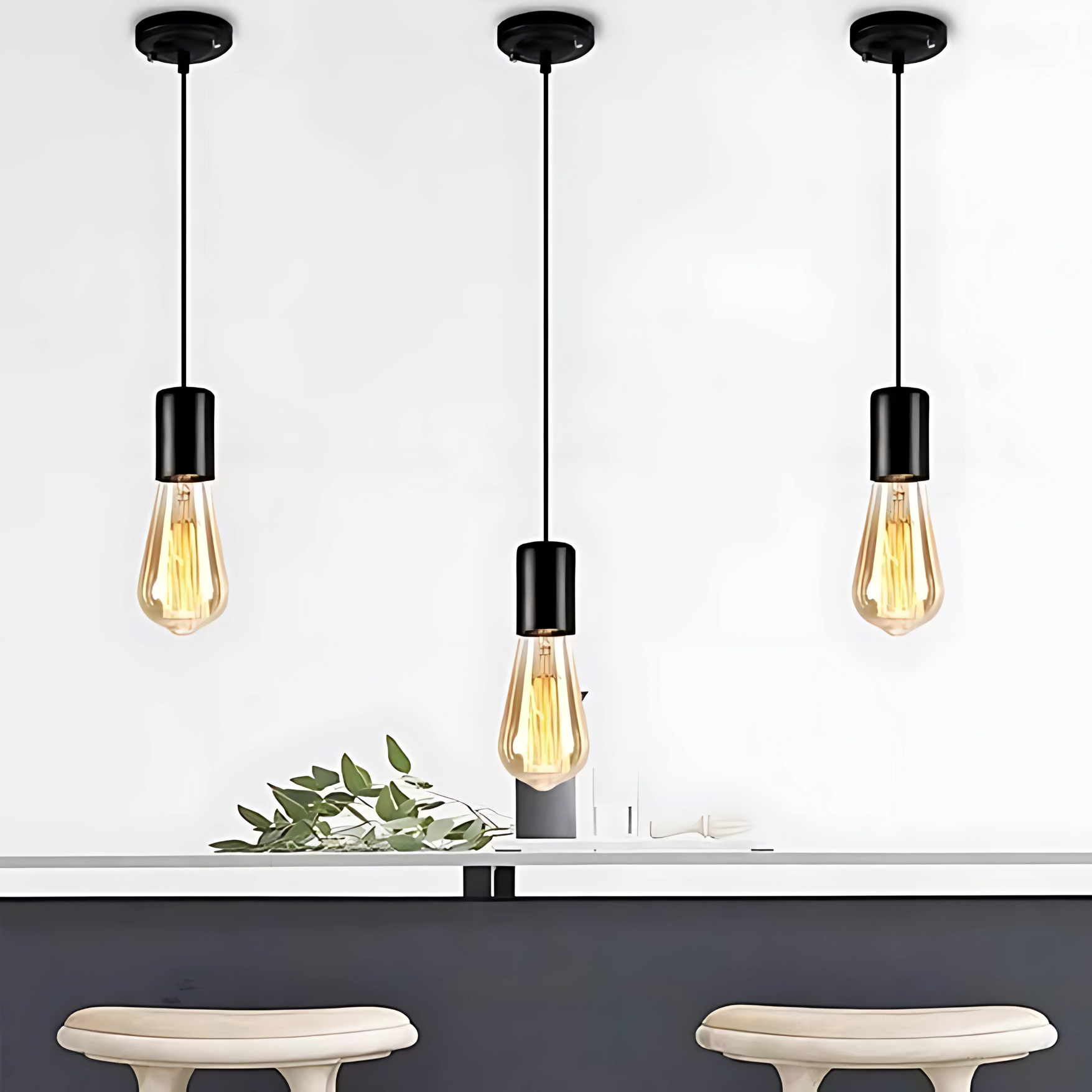 Lamp Holder E27 Black, Pendant Lights Accessories Adjustable Cable 1 m Metal Ceiling Light