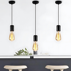 Lamp Holder E27 Black, Pendant Lights Accessories Adjustable Cable 1 m Metal Ceiling Light