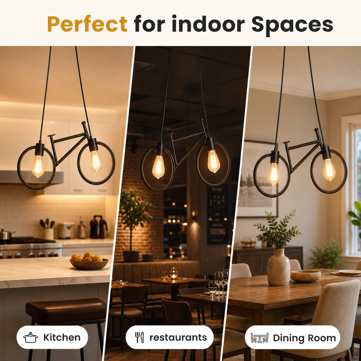 decorative ceiling light for kitchen with vintage Edison bulbs