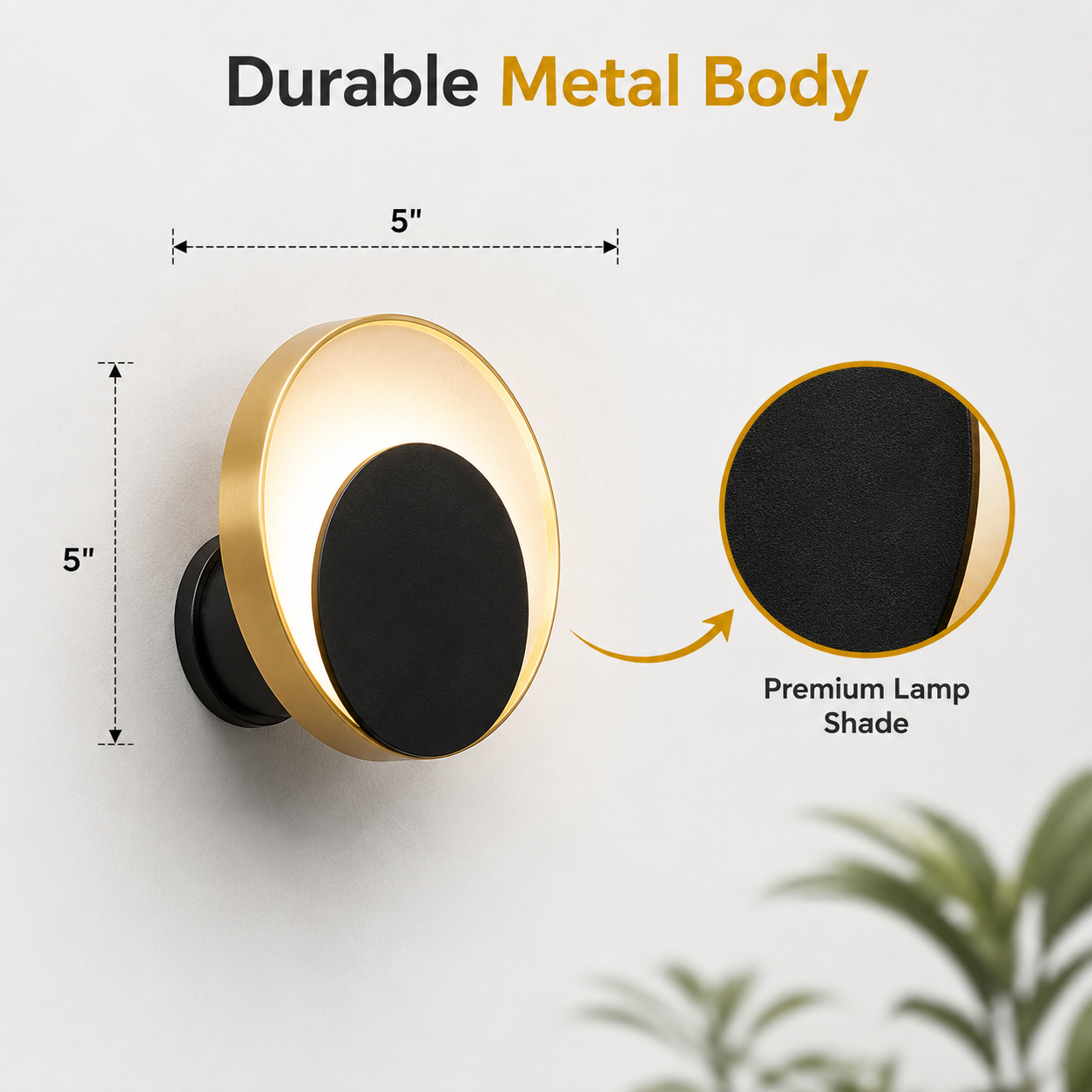 Gold LED Wall Light Metal Ring for Living Room Ambience